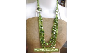 Green colors Shells, Pearls and Beaded fashion Necklaces